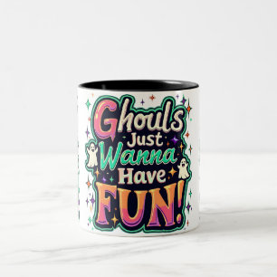 Tasse 2 Couleurs Ghouls veut juste s'amuser - Retro Halloween Vibes