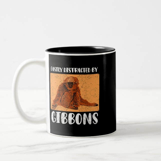 Tasse 2 Couleurs Gibbon Ape Monkey Funny 2 (Gauche)