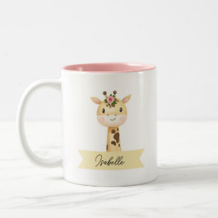 Tasse 2 Couleurs girafe mignonne personnalisée