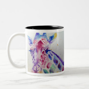 Tasse 2 Couleurs Giraffe colorée Animal Aquarelle Art Design