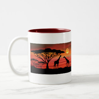 Tasse 2 Couleurs Giraffes et coucher du soleil