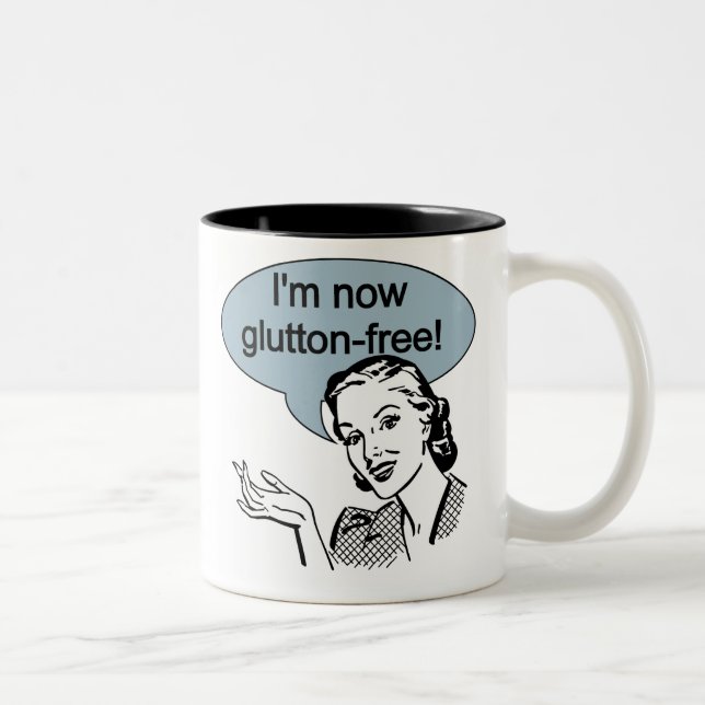 Tasse 2 Couleurs Glutton de régime humoristique gratuit (Droit)