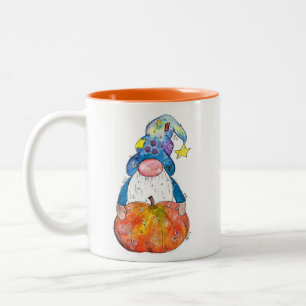 Tasse 2 Couleurs Gnome d'automne blanc mignonne avec Citrouille