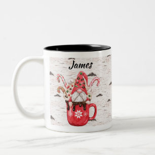 Tasse 2 Couleurs Gnome de canne de Noël dans la boue de chocolat