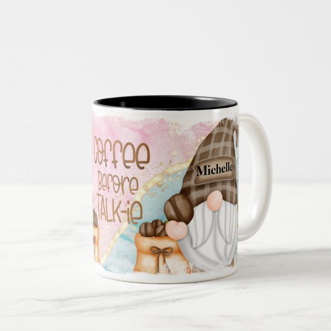 Tasse 2 Couleurs Gnome personnalisé mignon (Devant droit)