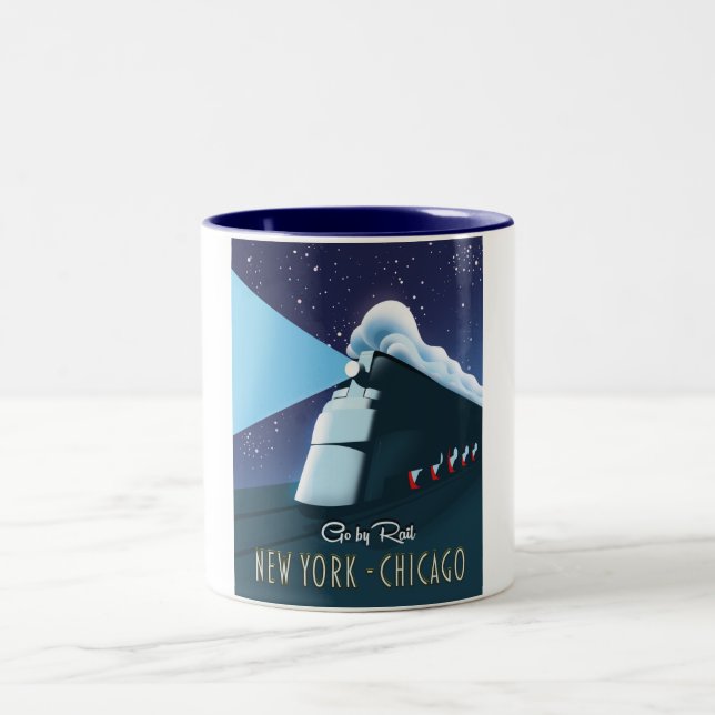 Tasse 2 Couleurs "Go by rail" New York - Chicago (Centre)