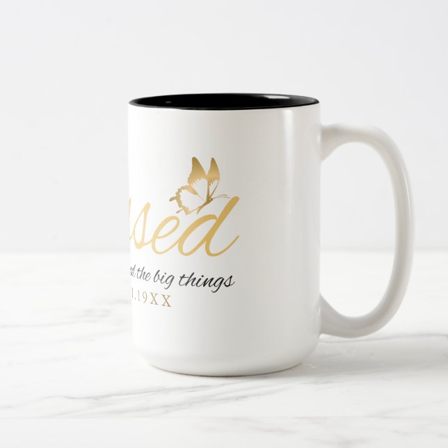 Tasse 2 Couleurs Gold Custom Calligraphy Nom Thanksgiving Cadeau (Droit)
