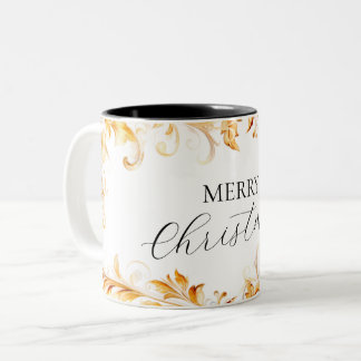 Tasse 2 Couleurs Gold Foliage Simple Noël