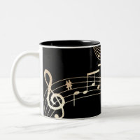 Gold Music Notes sur Black Medium