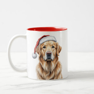 Tasse 2 Couleurs Golden Retriever avec Santa Hat