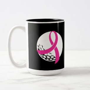 Tasse 2 Couleurs Golf Pink Ribbon Sensibilisation au cancer du sein