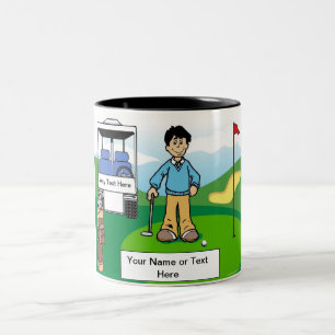 Tasse 2 Couleurs Golfer - Caricature masculine par PrintedPerfectio