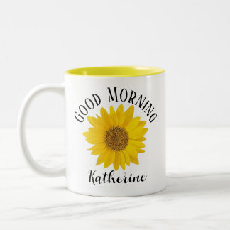 Tasse 2 Couleurs Good Morning Sunflower Nom personnalisé