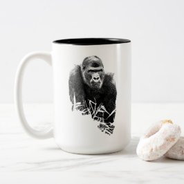 Tasse 2 Couleurs Gorilla Lope Digital Outline Art