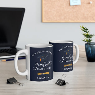 Tasse 2 Couleurs Graduation 2024 Marine Bleue Personnalisé