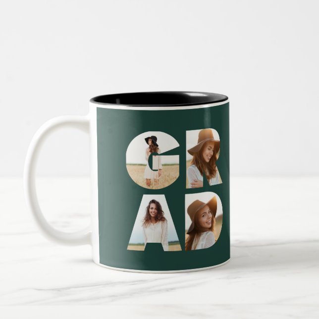 Tasse 2 Couleurs Graduation 4 photo moderne personnalisé vert (Gauche)