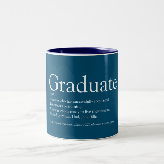 Tasse 2 Couleurs Graduation Définition Moderne Fun Blue (Centre)