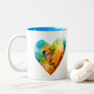Tasse 2 Couleurs Graffiti coeur aquarelle art