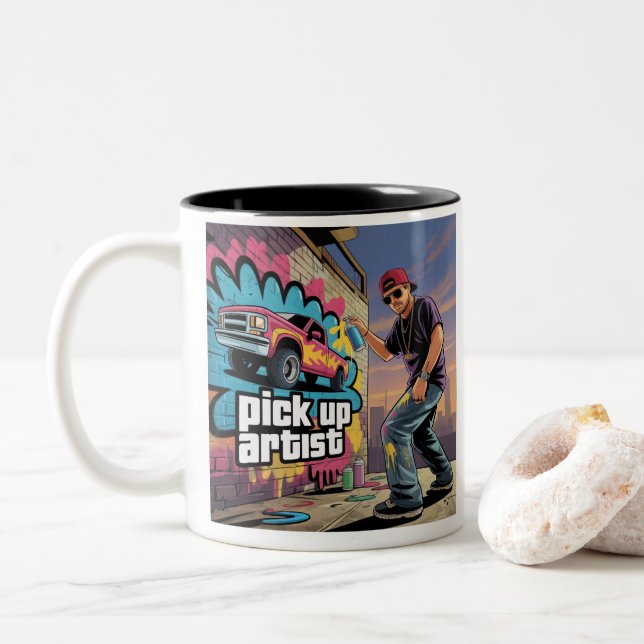 Tasse 2 Couleurs Graffiti urbain et artiste de collecte (Avec donut)