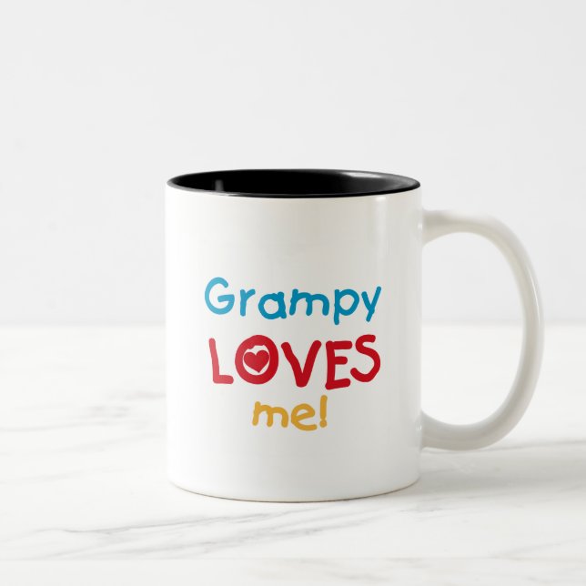 Tasse 2 Couleurs Grampy aime mes t-shirts et cadeaux (Droit)