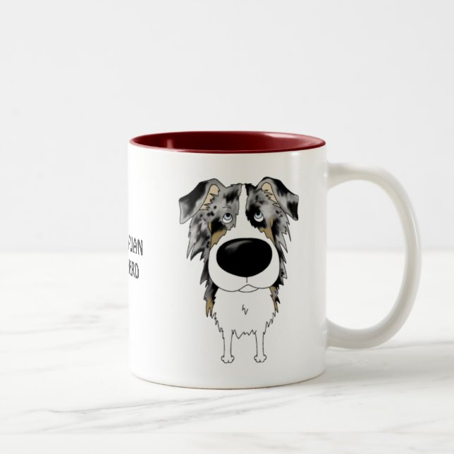 Tasse 2 Couleurs Grand berger d'Australien de nez (Droit)