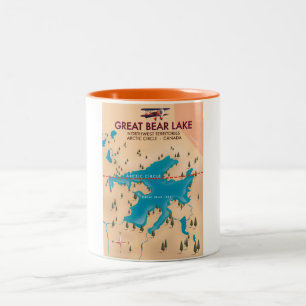 Tasse 2 Couleurs Grand lac de l'Ours, Canada, affiche de voyage car