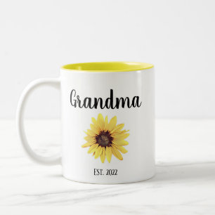 Tasse 2 Couleurs Grand-mère Est personnalisée. Tournesol peint