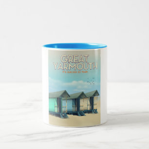 Tasse 2 Couleurs Grand Yarmouth Beach affiche de voyage de la hutte