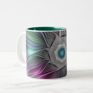 Tasse 2 Couleurs Grande Fleur colorée Abstraite Trippy Fractal Art