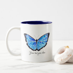 Tasse 2 Couleurs Grande texte personnalisé de papillon par