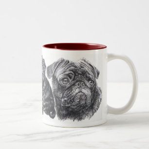 Tasse 2 Couleurs Grandir sur le Carlin noir