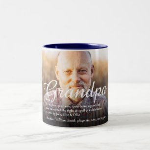 Tasse 2 Couleurs Grandpa Grandad Définition Élégant Script Photo