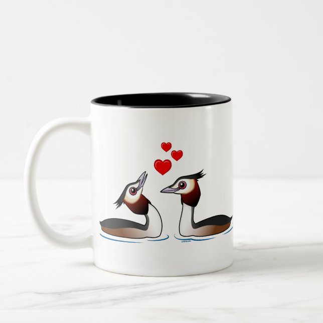 Tasse 2 Couleurs Grands grèbes crêtés dans l'amour (Gauche)