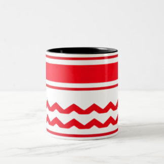 Tasse 2 Couleurs Gras bandes rouges horizontales avec Motif Zigzag