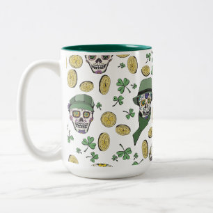 Tasse 2 Couleurs Green St Patrick's Day Irlandais Crâne à sucre per