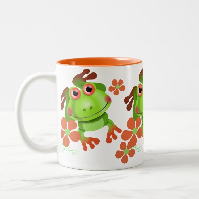 Tasse 2 Couleurs Grenouille d'arbre drôle mignonne (Gauche)