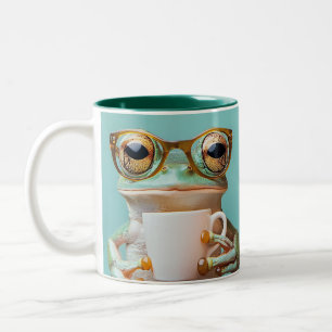 Tasse 2 Couleurs Grenouille personnalisée avec lunettes