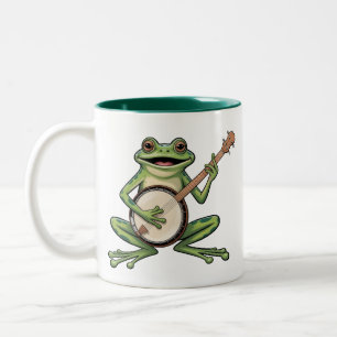 Tasse 2 Couleurs Grenouille Rétro Jouant du Banjo Amoureux de Musiq