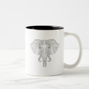 Tasse 2 Couleurs Griffonnage 2 de tête d'éléphant
