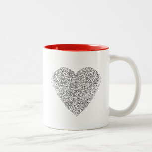 Tasse 2 Couleurs Griffonnage à ailes de coeur