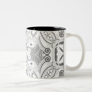 Tasse 2 Couleurs Griffonnage de carré de fleur