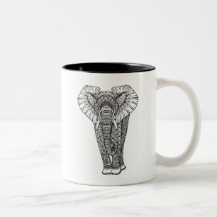 Tasse 2 Couleurs Griffonnage d'éléphant modelé par imaginaire