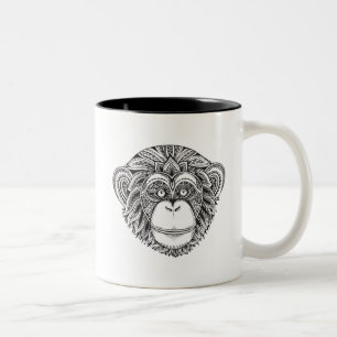 Tasse 2 Couleurs Griffonnage d'Illustartion de singe