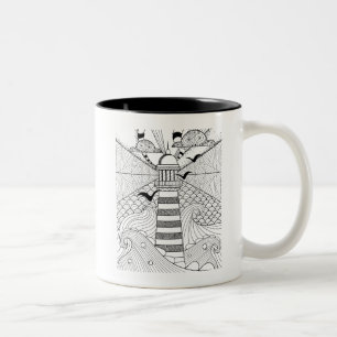 Tasse 2 Couleurs Griffonnage tiré par la main de phare