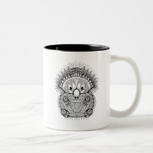 Tasse 2 Couleurs Griffonnage tiré par la main d'Echidna