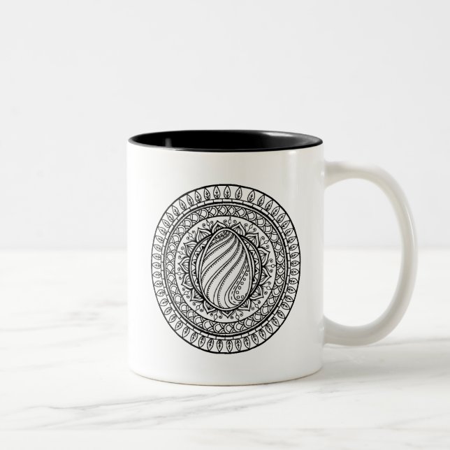 Tasse 2 Couleurs Griffonnage tribal de cercle (Droit)