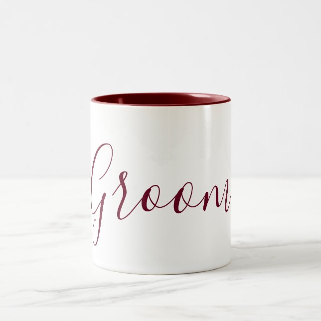 Tasse 2 Couleurs Groom Bourgogne et blanc curieux (Centre)