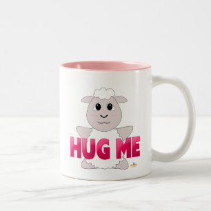 Tasse 2 Couleurs Gros mouton blanc rose Me serrer