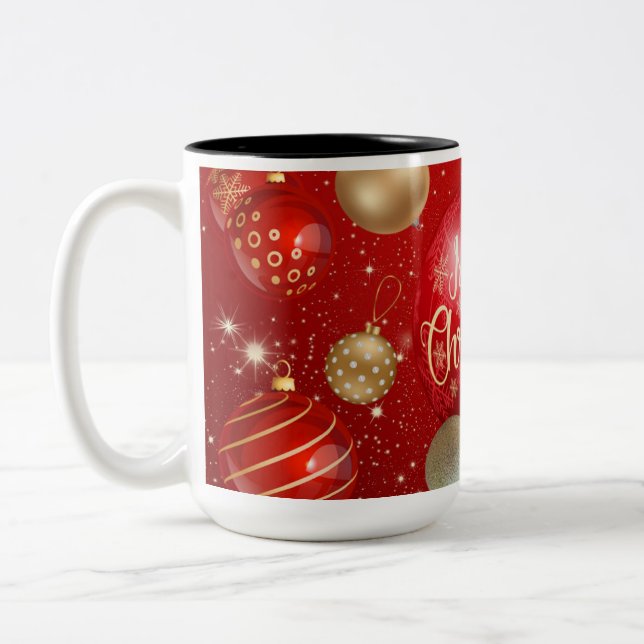 Tasse 2 Couleurs Grosse Musique de Noël Rouge (Gauche)