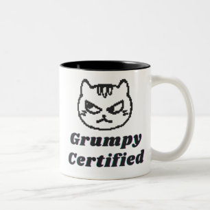Tasse 2 Couleurs "Grumpy Certified" Drôle Cat Mème Design